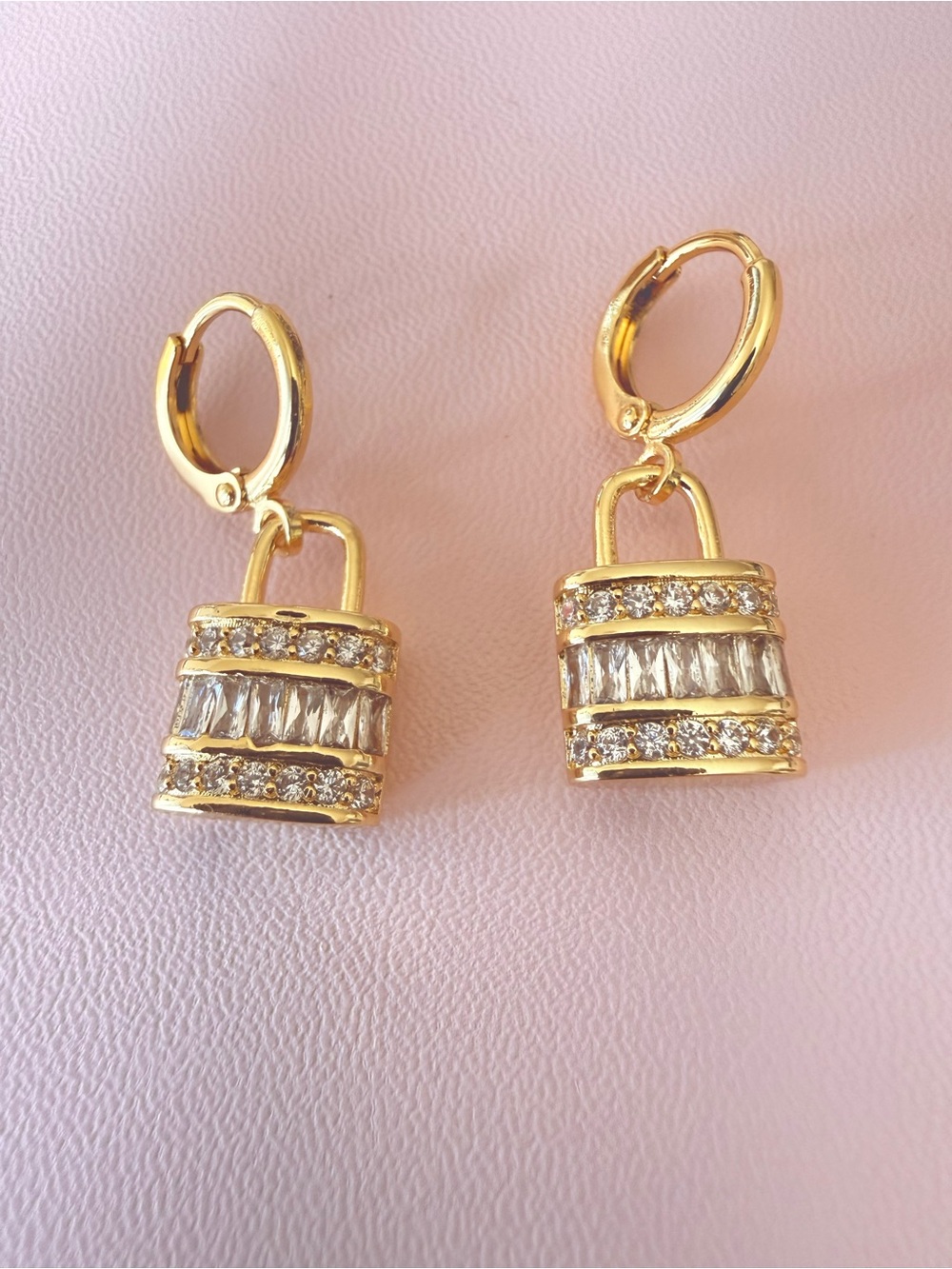 Gold plated padlock Hoop Earrings